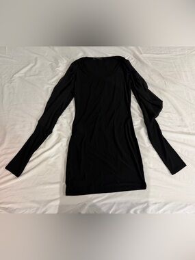 Symphony Black Mini Dress with Scoop Neck